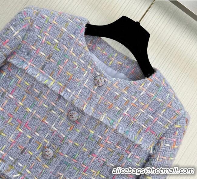 Luxury Discount Chanel Tweed Jacket 1014 Purple 2025