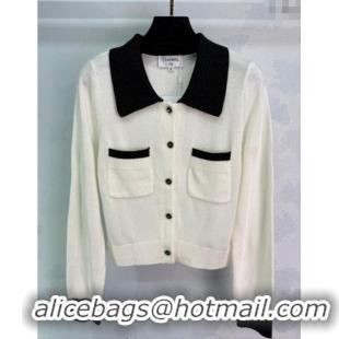 Famous Brand Chanel Wool Cashmere Cardigan CH101501 White 2025