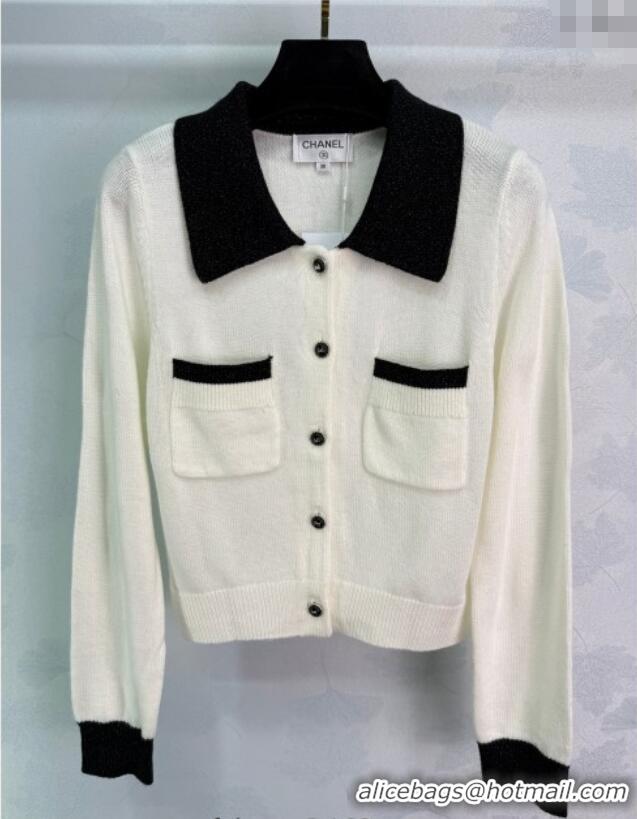 Famous Brand Chanel Wool Cashmere Cardigan CH101501 White 2025