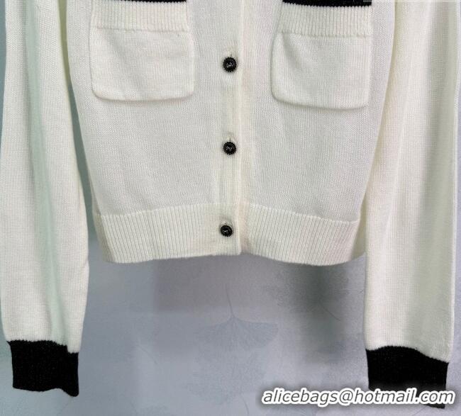 Famous Brand Chanel Wool Cashmere Cardigan CH101501 White 2025