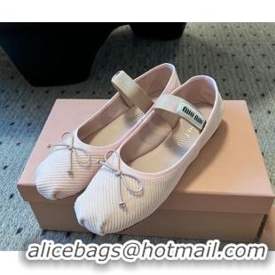 Sophisticated Miu Miu Corduroy Ballerinas Flat with Bow and Elastic Band 5F794D Pink 2025