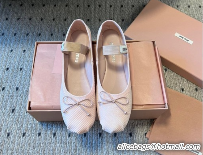 Sophisticated Miu Miu Corduroy Ballerinas Flat with Bow and Elastic Band 5F794D Pink 2025