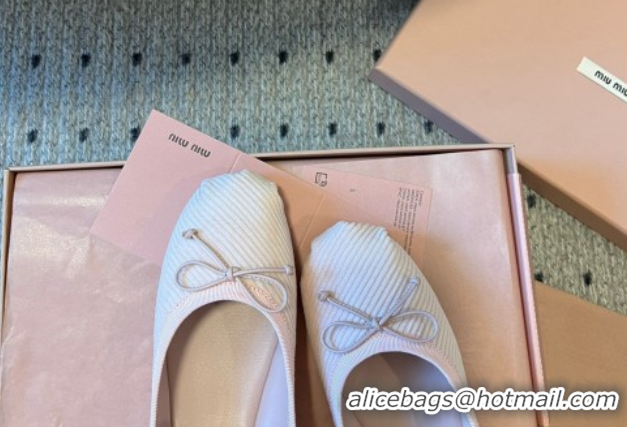 Sophisticated Miu Miu Corduroy Ballerinas Flat with Bow and Elastic Band 5F794D Pink 2025