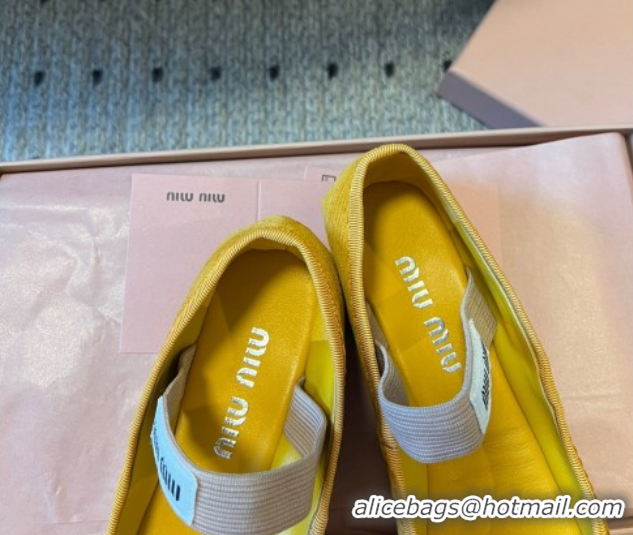 Sumptuous Miu Miu Corduroy Ballerinas Flat with Bow and Elastic Band 5F794D Yellow 2025
