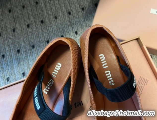 Stylish Miu Miu Corduroy Ballerinas Flat with Bow and Elastic Band 5F794D Brown 2025