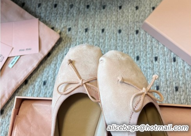 Pretty Style Miu Miu Suede Ballerinas Flat with Bow and Elastic Band Pink 5F794D 1025039 2025