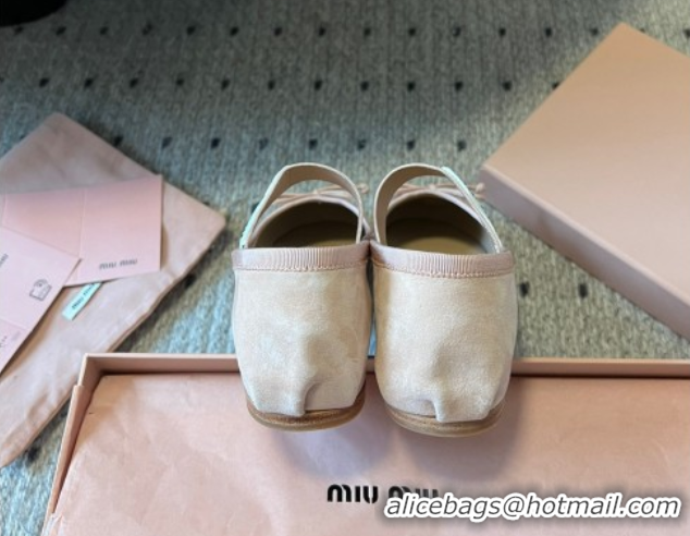 Pretty Style Miu Miu Suede Ballerinas Flat with Bow and Elastic Band Pink 5F794D 1025039 2025