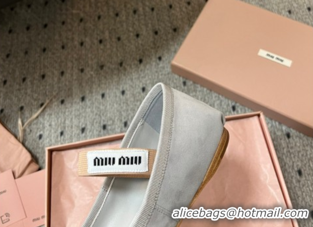 Low Price Miu Miu Suede Ballerinas Flat with Bow and Elastic Band Grey 5F794D 1025042 2025