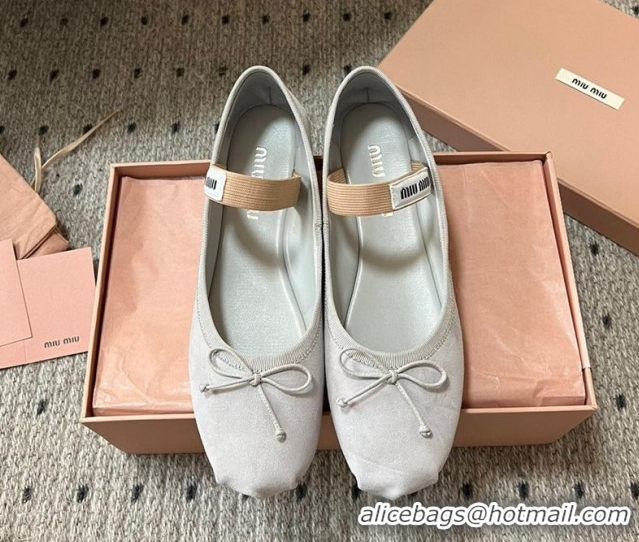 Low Price Miu Miu Suede Ballerinas Flat with Bow and Elastic Band Grey 5F794D 1025042 2025