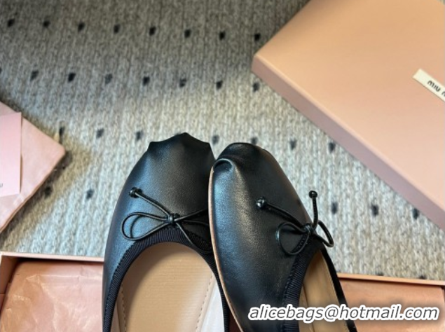 Most Popular Miu Miu Leather Ballerinas Flat with Bow and Strass Band Black 5F794D 1025045 2025
