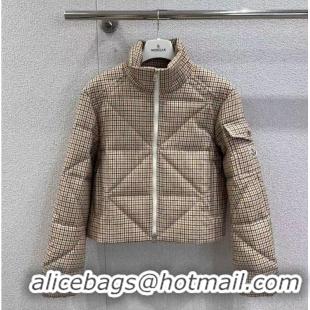 Buy Discount Moncler Keros Checked Quilted Down Jacket M8113 Beige