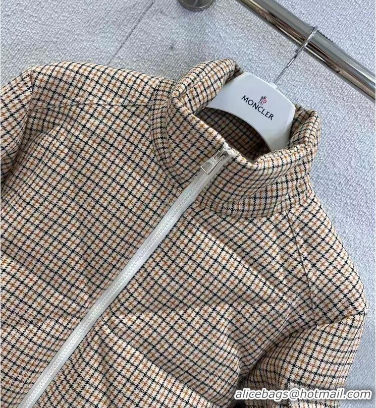 Buy Discount Moncler Keros Checked Quilted Down Jacket M8113 Beige