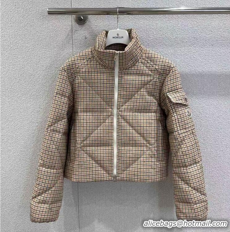 Buy Discount Moncler Keros Checked Quilted Down Jacket M8113 Beige
