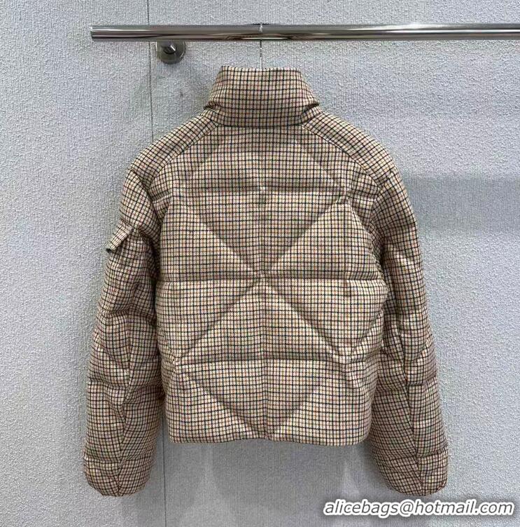 Buy Discount Moncler Keros Checked Quilted Down Jacket M8113 Beige