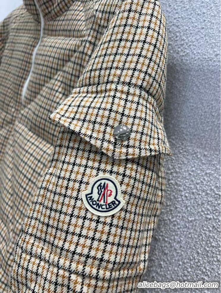 Buy Discount Moncler Keros Checked Quilted Down Jacket M8113 Beige