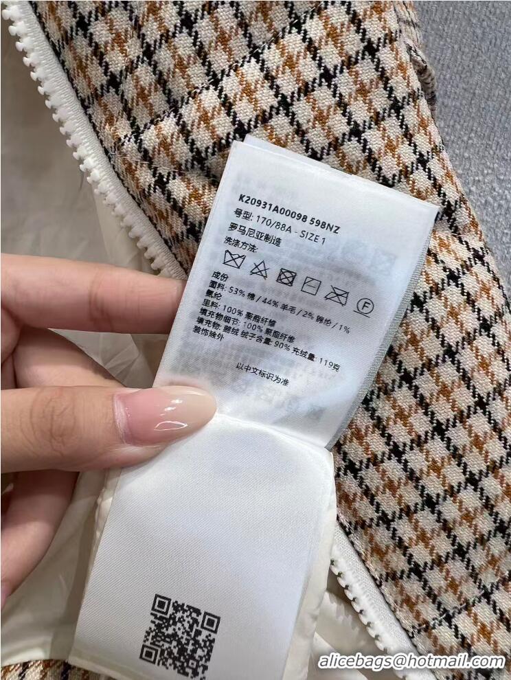 Buy Discount Moncler Keros Checked Quilted Down Jacket M8113 Beige