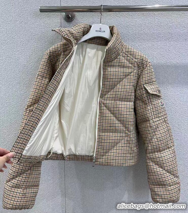 Buy Discount Moncler Keros Checked Quilted Down Jacket M8113 Beige