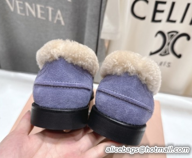Discount Miu Miu Suede and Wool Loafers with Coin Purple 5D530E 1025060 2025