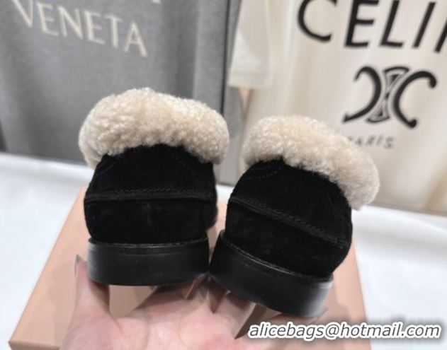 Cheap Price Miu Miu Suede and Wool Loafers with Coin Black 5D530E 1025061 2025