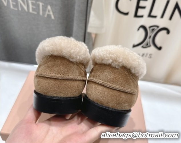 Discount Miu Miu Suede and Wool Loafers with Coin Beige 5D530E 1025062 2025