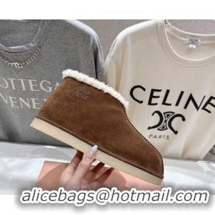 Best Price Miu Miu Suede and Shearling Snow Boots Brown MM102503 1025068 2025