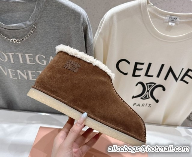 Best Price Miu Miu Suede and Shearling Snow Boots Brown MM102503 1025068 2025