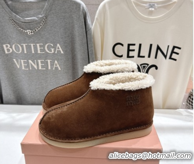 Best Price Miu Miu Suede and Shearling Snow Boots Brown MM102503 1025068 2025
