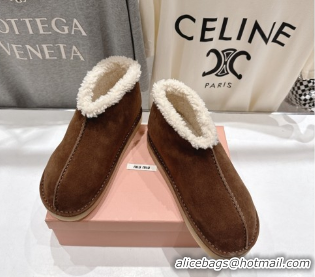 Best Price Miu Miu Suede and Shearling Snow Boots Brown MM102503 1025068 2025
