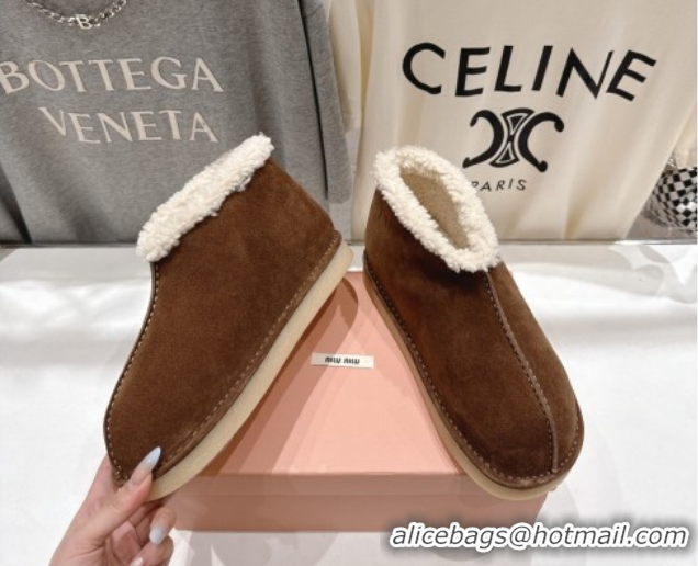 Best Price Miu Miu Suede and Shearling Snow Boots Brown MM102503 1025068 2025