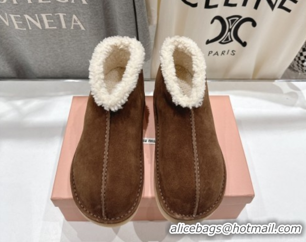 Best Price Miu Miu Suede and Shearling Snow Boots Brown MM102503 1025068 2025