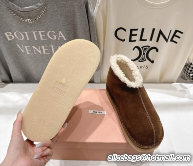 Best Price Miu Miu Suede and Shearling Snow Boots Brown MM102503 1025068 2025