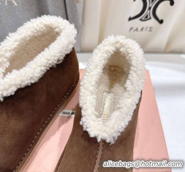 Best Price Miu Miu Suede and Shearling Snow Boots Brown MM102503 1025068 2025