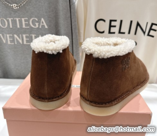 Best Price Miu Miu Suede and Shearling Snow Boots Brown MM102503 1025068 2025