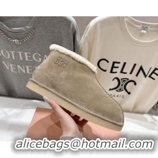 Best Grade Miu Miu Suede and Shearling Snow Boots Beige MM102503 1025069 2025