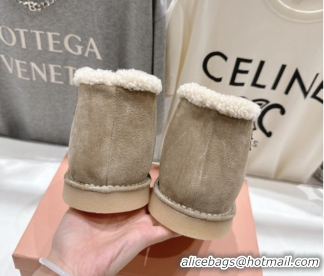 Best Grade Miu Miu Suede and Shearling Snow Boots Beige MM102503 1025069 2025