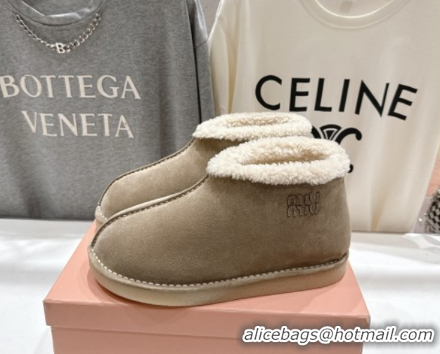 Best Grade Miu Miu Suede and Shearling Snow Boots Beige MM102503 1025069 2025