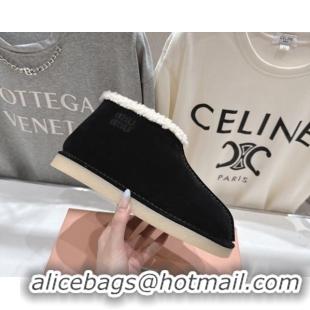 Charming Miu Miu Suede and Shearling Snow Boots Black MM102503 1025070 2025