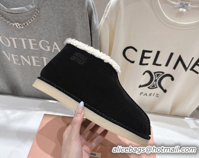 Charming Miu Miu Suede and Shearling Snow Boots Black MM102503 1025070 2025