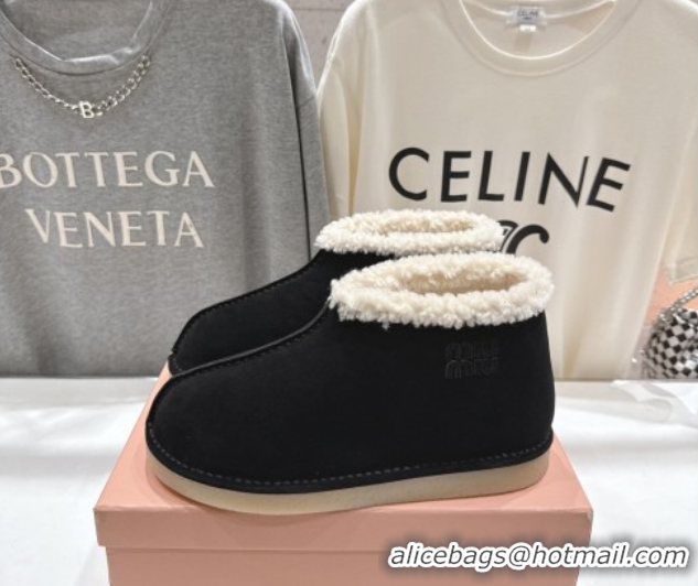Charming Miu Miu Suede and Shearling Snow Boots Black MM102503 1025070 2025