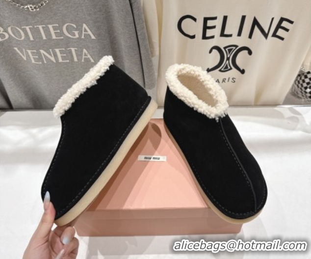 Charming Miu Miu Suede and Shearling Snow Boots Black MM102503 1025070 2025