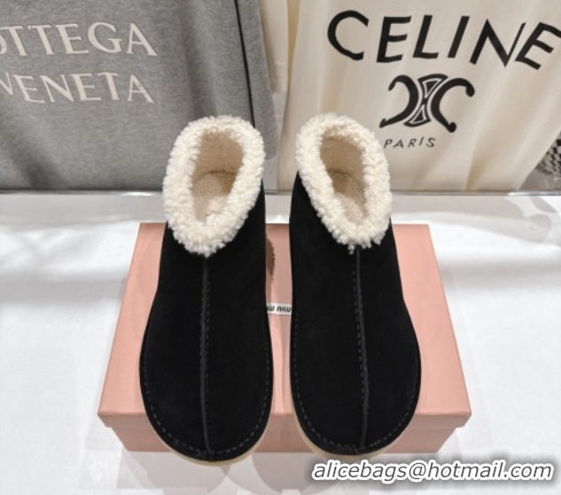 Charming Miu Miu Suede and Shearling Snow Boots Black MM102503 1025070 2025
