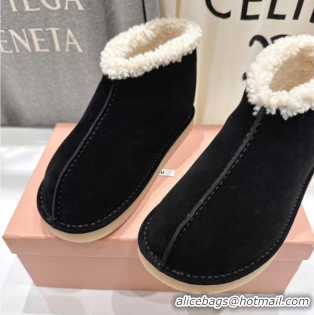 Charming Miu Miu Suede and Shearling Snow Boots Black MM102503 1025070 2025