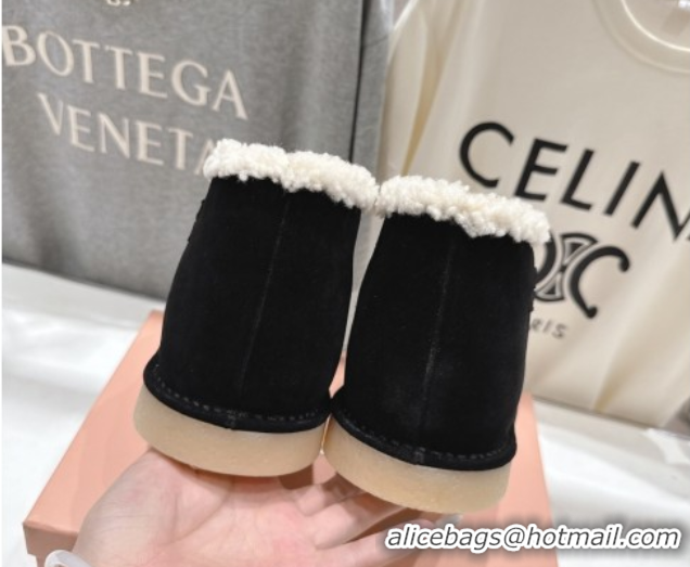 Charming Miu Miu Suede and Shearling Snow Boots Black MM102503 1025070 2025