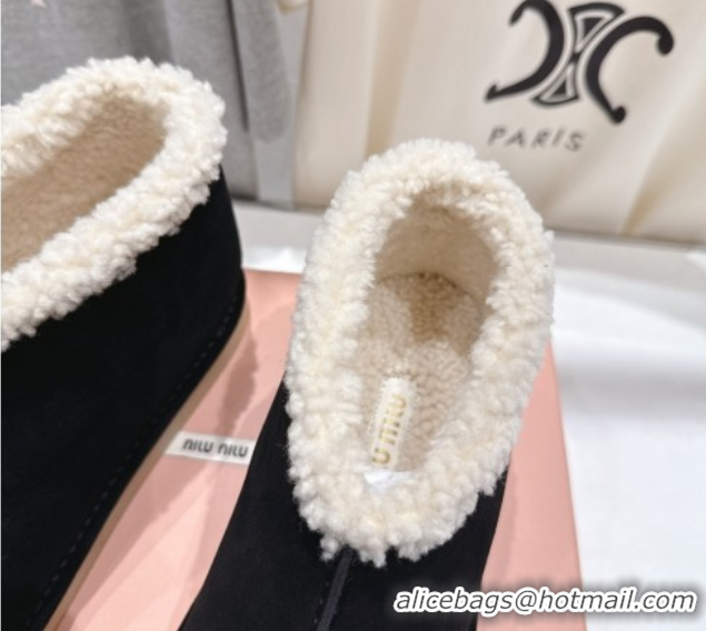 Charming Miu Miu Suede and Shearling Snow Boots Black MM102503 1025070 2025