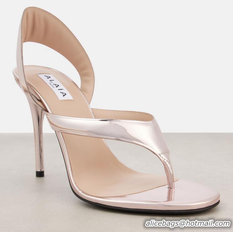 Best Price Alaia Infradito Mirrored Leather Heel 90cm Thong Sandals A6169 White