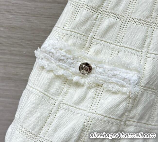 Spot Bulk Chanel Quilted Silk and Cotton Dress 1015 White 2025