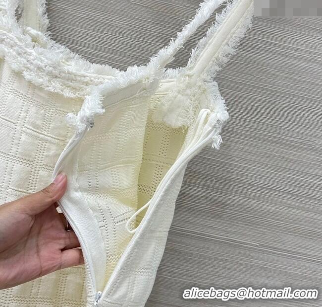 Spot Bulk Chanel Quilted Silk and Cotton Dress 1015 White 2025