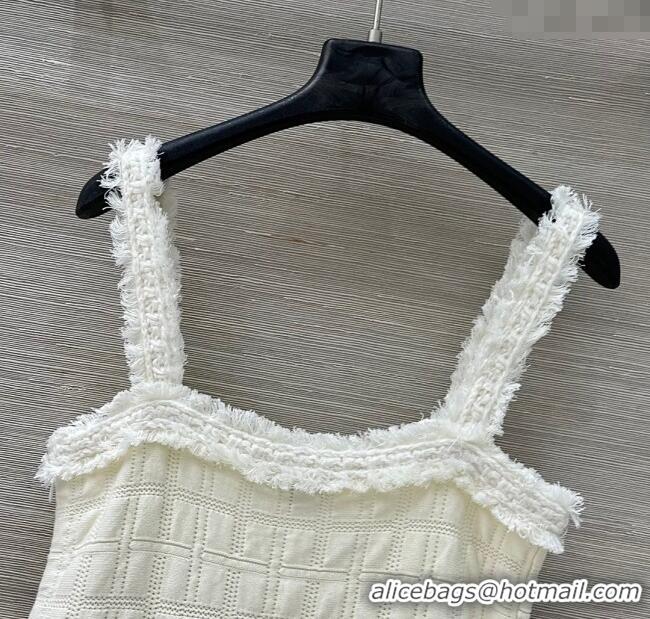 Spot Bulk Chanel Quilted Silk and Cotton Dress 1015 White 2025