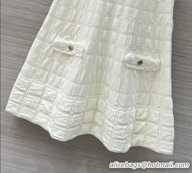 Spot Bulk Chanel Quilted Silk and Cotton Dress 1015 White 2025