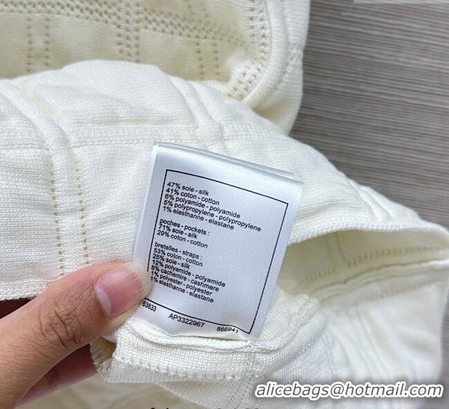 Spot Bulk Chanel Quilted Silk and Cotton Dress 1015 White 2025